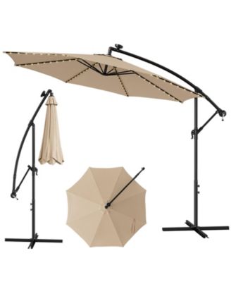 10 Feet Patio Offset Umbrella with 112 Solar-Powered LED Lights