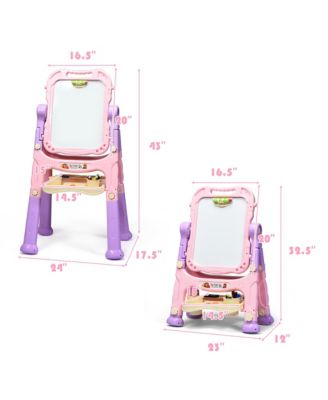 Height Adjustable Kids Art Easel Magnetic Double Sided Board w/ Accessories
