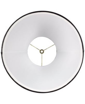 Black Faux Leatherette Medium Bell Lamp Shade 7" Top x 16" Bottom x 12" Slant x 11.5" High (Spider) Replacement with Harp and Finial