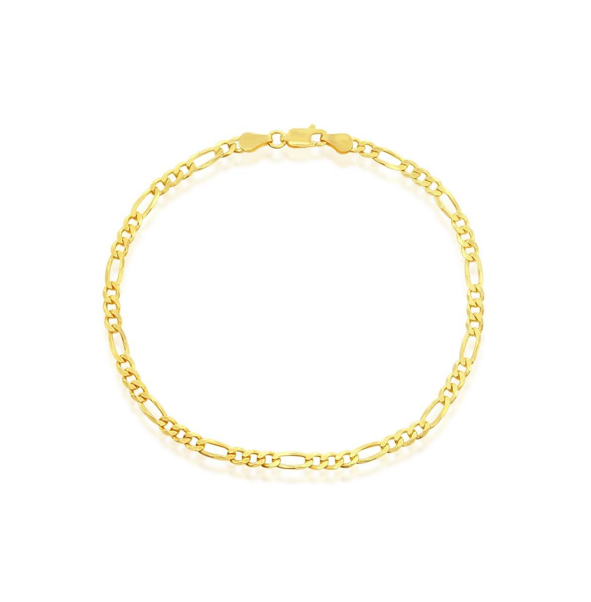 Sterling Silver 3.5mm Figaro Anklet - Gold Plated - Gold