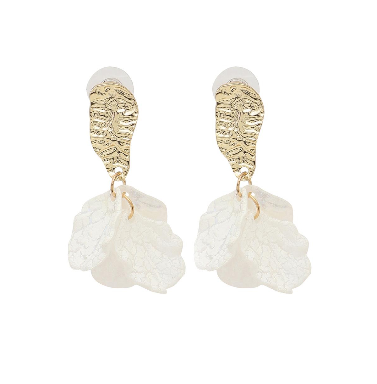 Sohi Women's Dented Drop Earrings In White