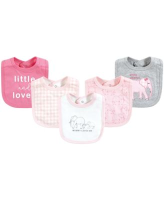 Touched by Nature Baby Girls and Boys Girls Elephant Bibs Pack of 5 - Pink peanut 19$