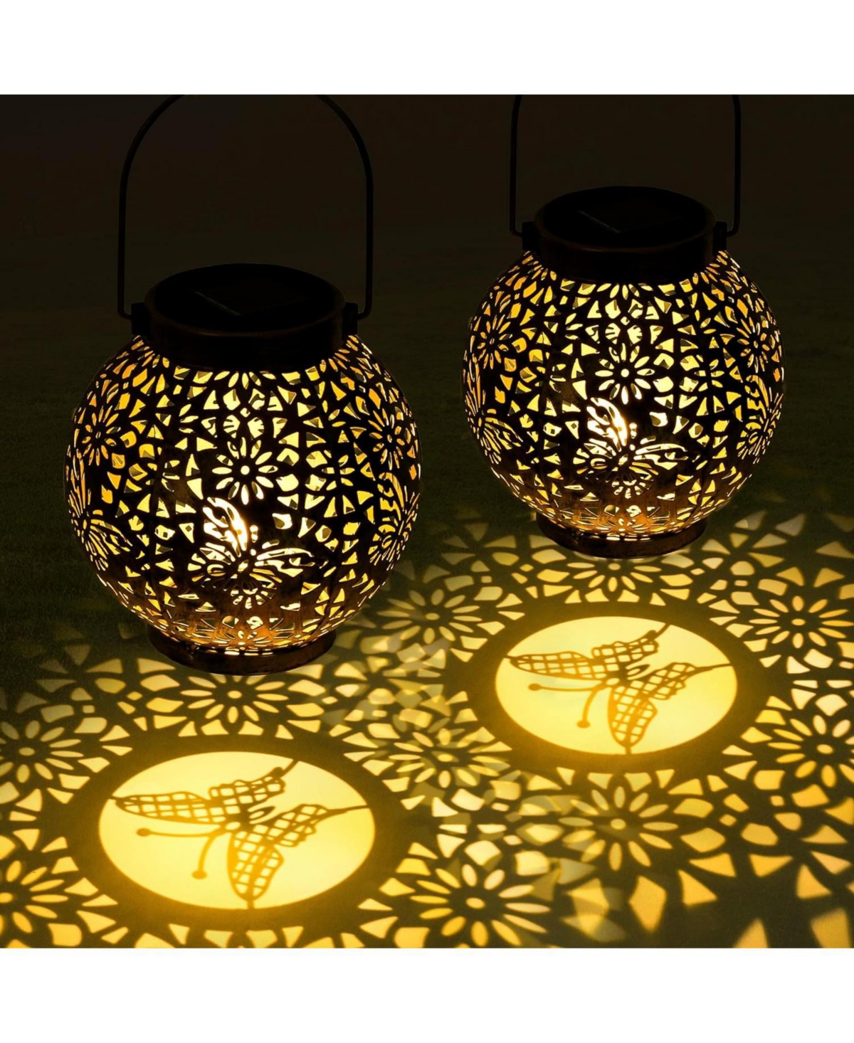 Maggift 2-Pack Halloween Solar Lantern Outdoor Waterproof Garden Decor