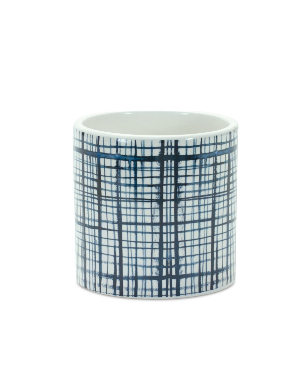 Slickblue Set of 2 Criss Cross Pattern Planters for Modern Indoor and Outdoor Decor - Blue