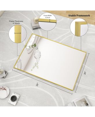 26"x38" Rectangular Wall Mirror with Gold Aluminum Alloy Frame