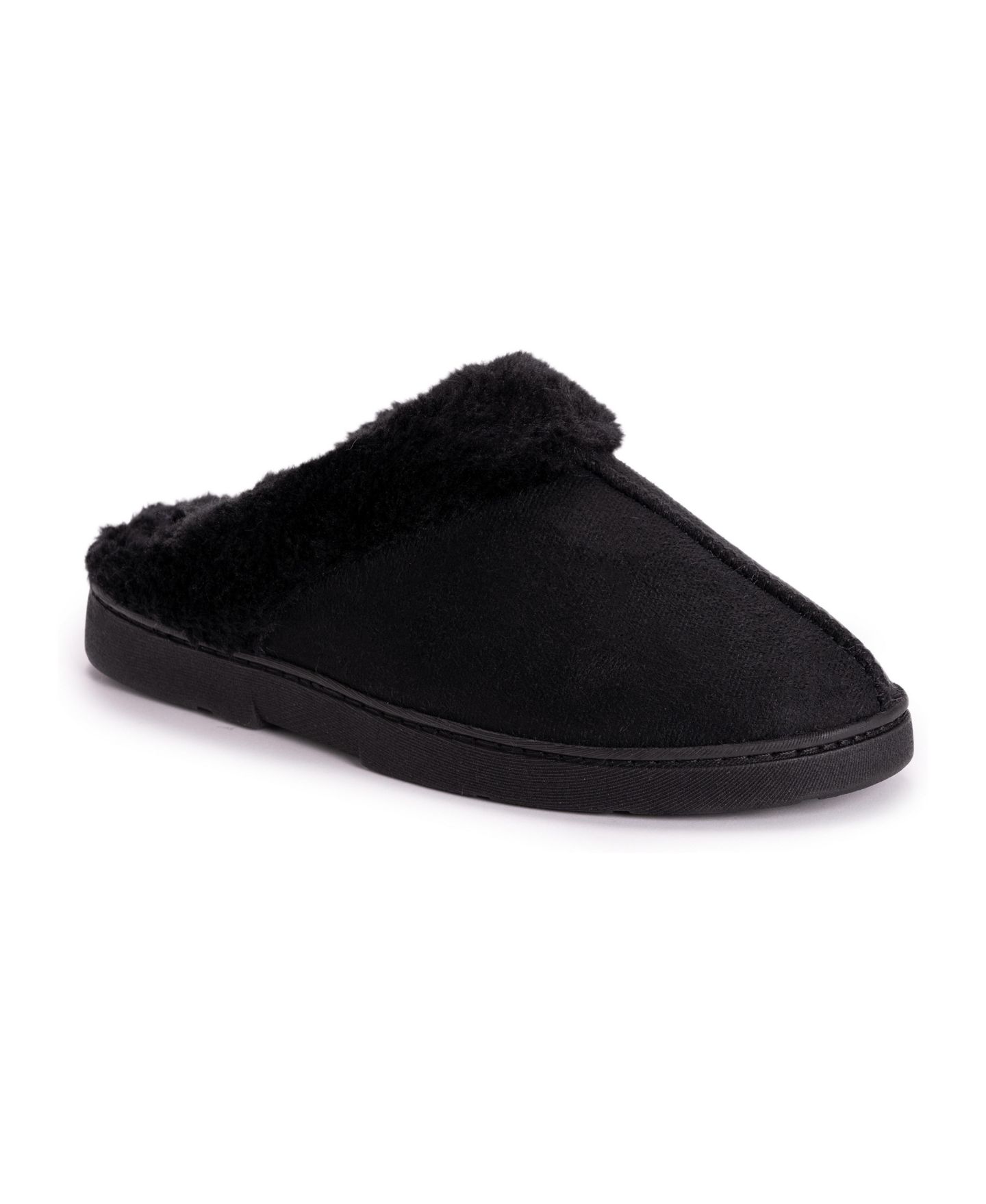 Женские тапочки MUK LUKS Faux Suede Clog Slippers, цвет: Чёрный — фото 1