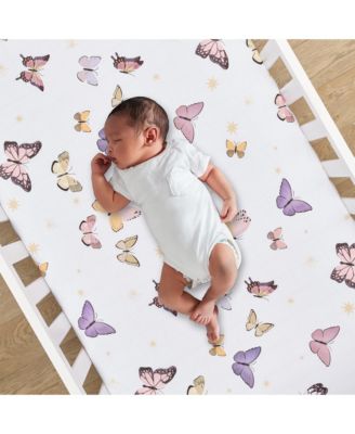 Butterfly Dreams Breathable 100% Cotton Fitted Baby Crib Sheet