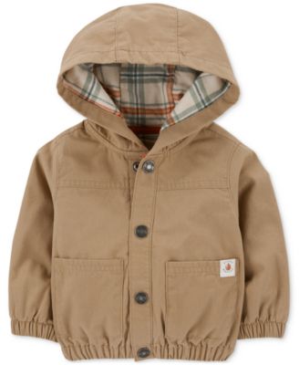 Carter's - Baby Boys Cotton Canvas Hooded Snap-Up Jacket