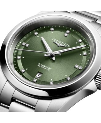 Women's Swiss Automatic Conquest Diamond (1/20 ct. t.w.) Stainless Steel Bracelet Watch 30mm