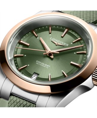 Women's Swiss Automatic Conquest Green Rubber Strap Watch 34mm