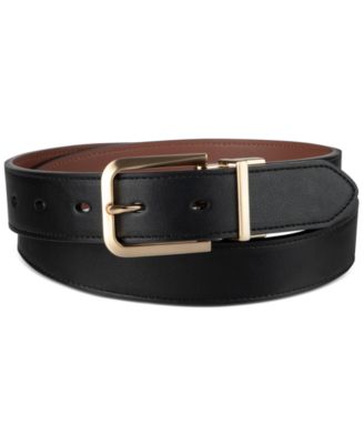 Calvin Klein - Women's Reversible Puffer Plaque-Buckle Skinny Belt