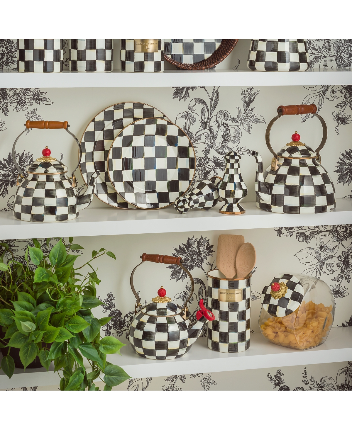 Mackenzie-childs Enameled Steel Courtly Check Utensil Holder In No Color