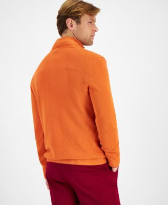 Men's Quarter-Zip Textured Cotton Sweater, Created for Macy's