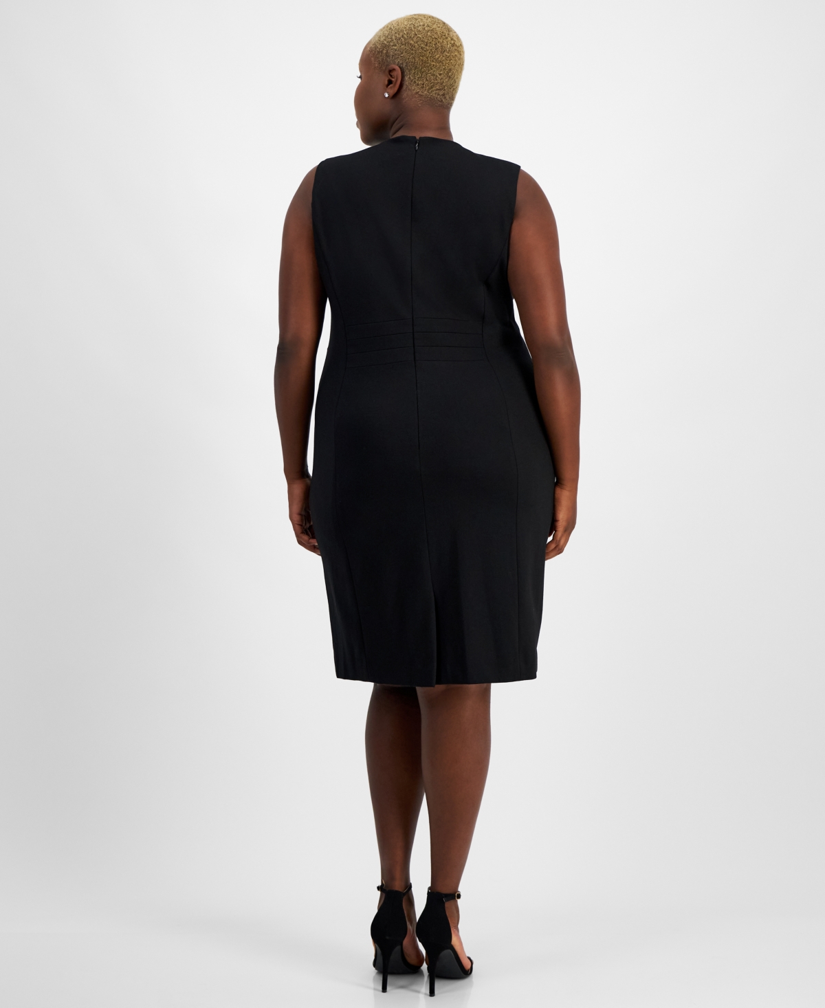 Kasper Plus Size Seamed-Waist Sleeveless Sheath Dress