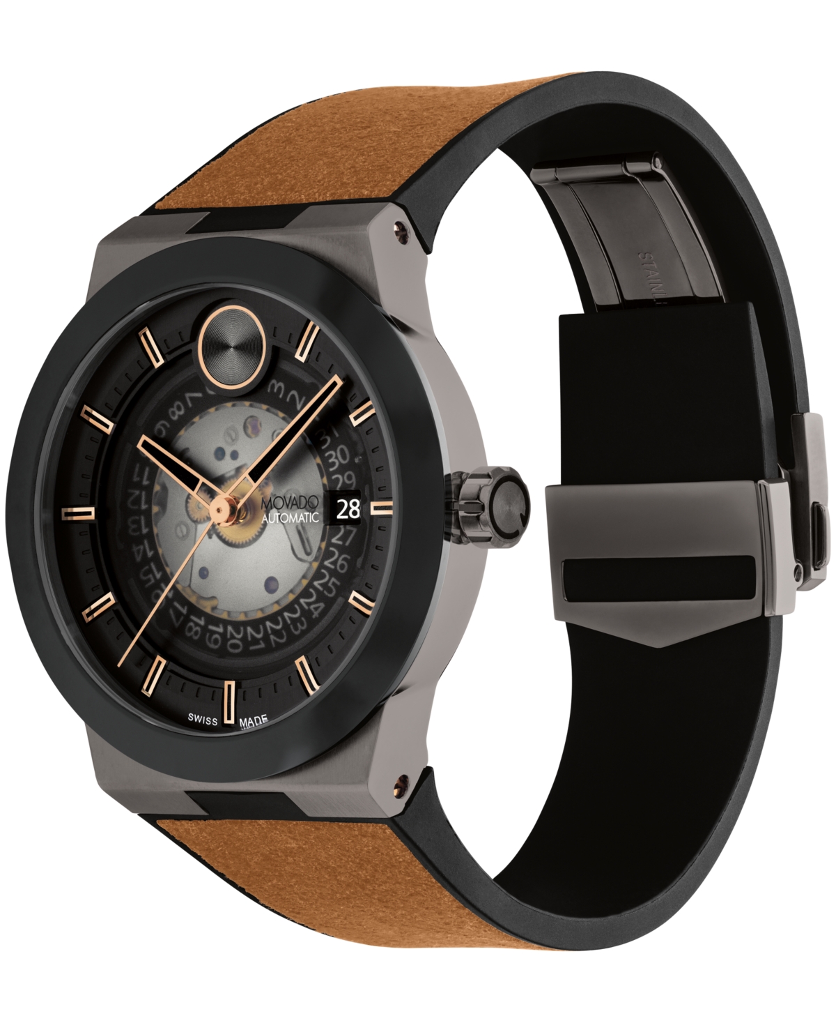 Movado Men's Bold Fusion Automatic Swiss Auto Black Rubber 43.50mm Watch In Multi Dial