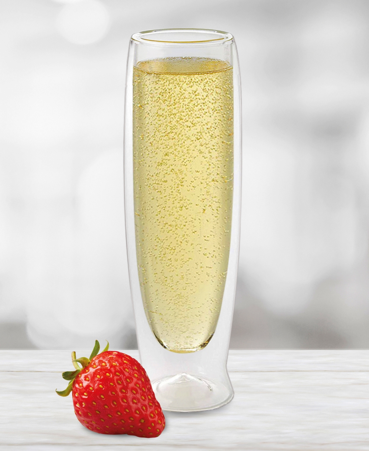 Oggi Set Of 2, 6oz Double Wall Insulated Champagne Flutes In Clear