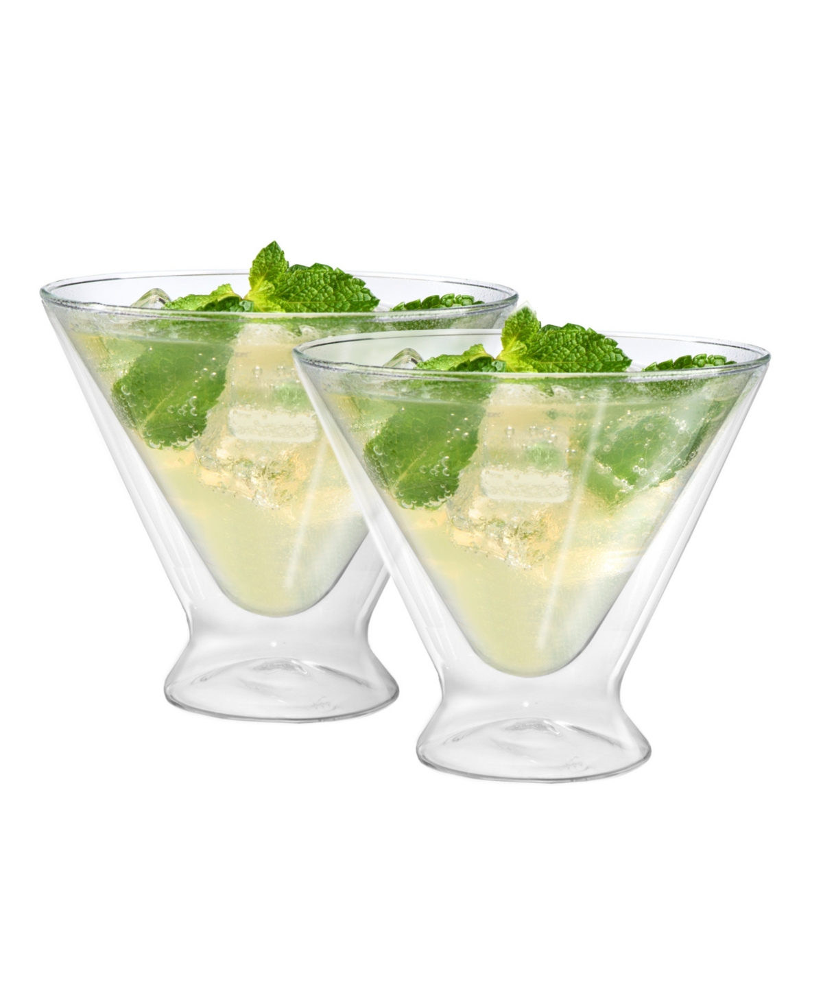 Oggi Set Of 2 10oz Martini Double Wall Insulated Glasses In Clear
