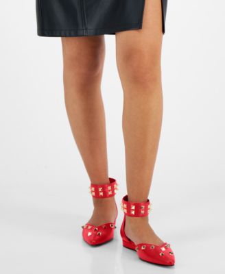 Women's Lennox Studded Ankle-Strap Flats 