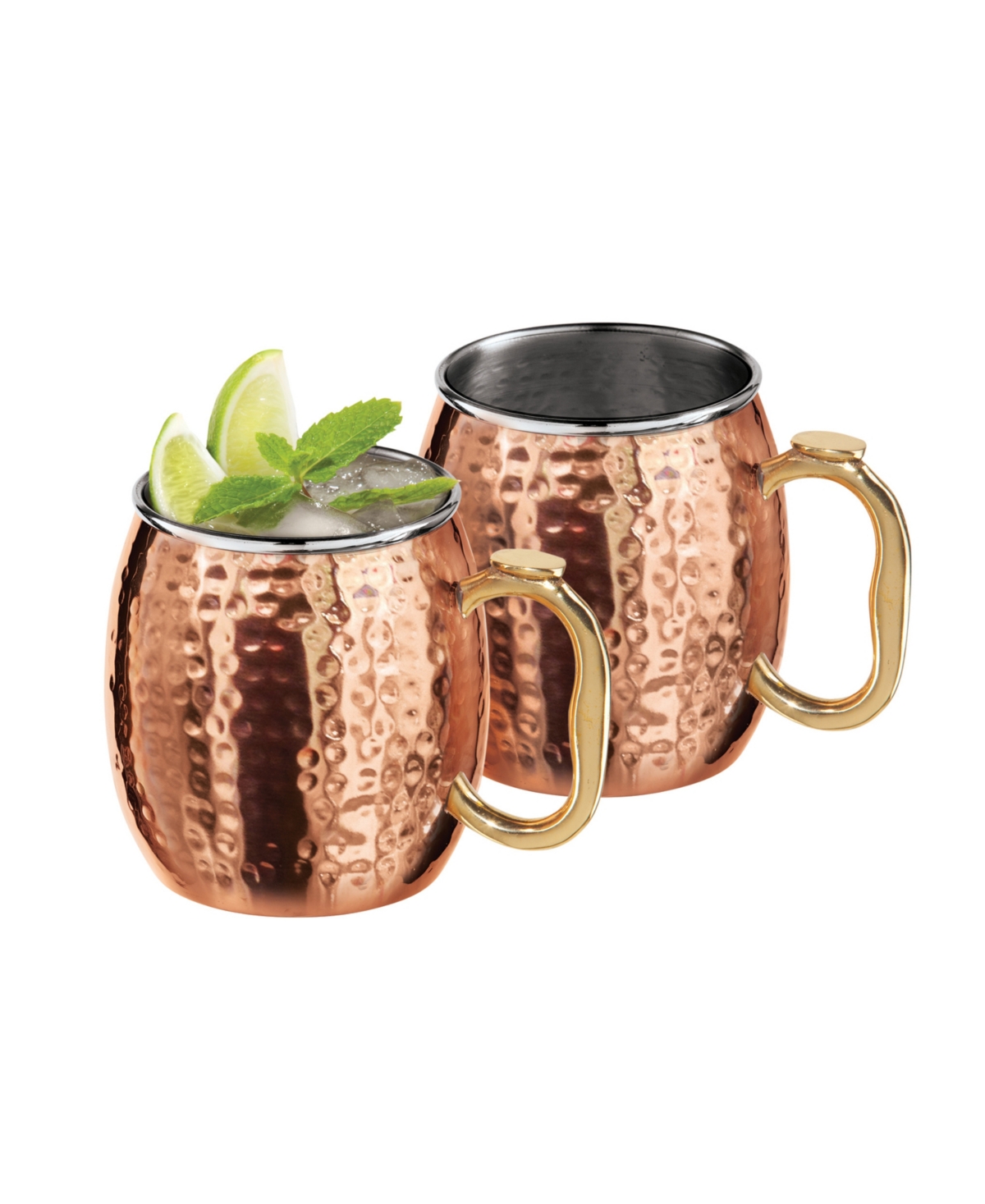 Oggi Set Of 2, 18oz Hammered Stainless Steel Moscow Mule Mugs In Copper