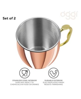 Set of 2 20oz Copper Plated Stainless Steel Moscow Mule Mugs