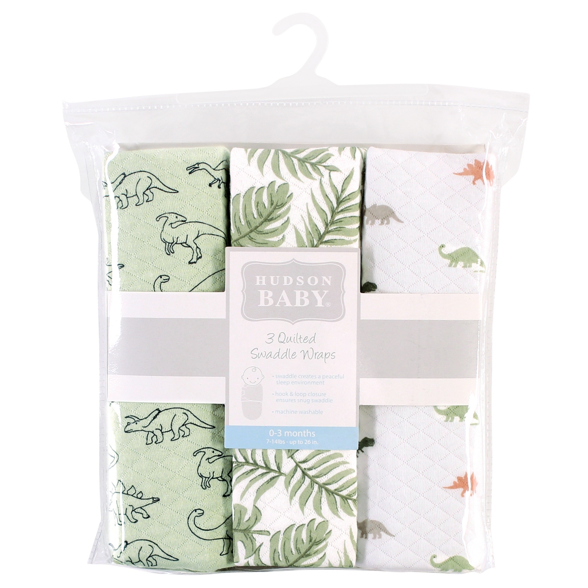 Hudson Baby Boys Quilted Cotton Swaddle Wrap 3pk, Space, 0-3 Months