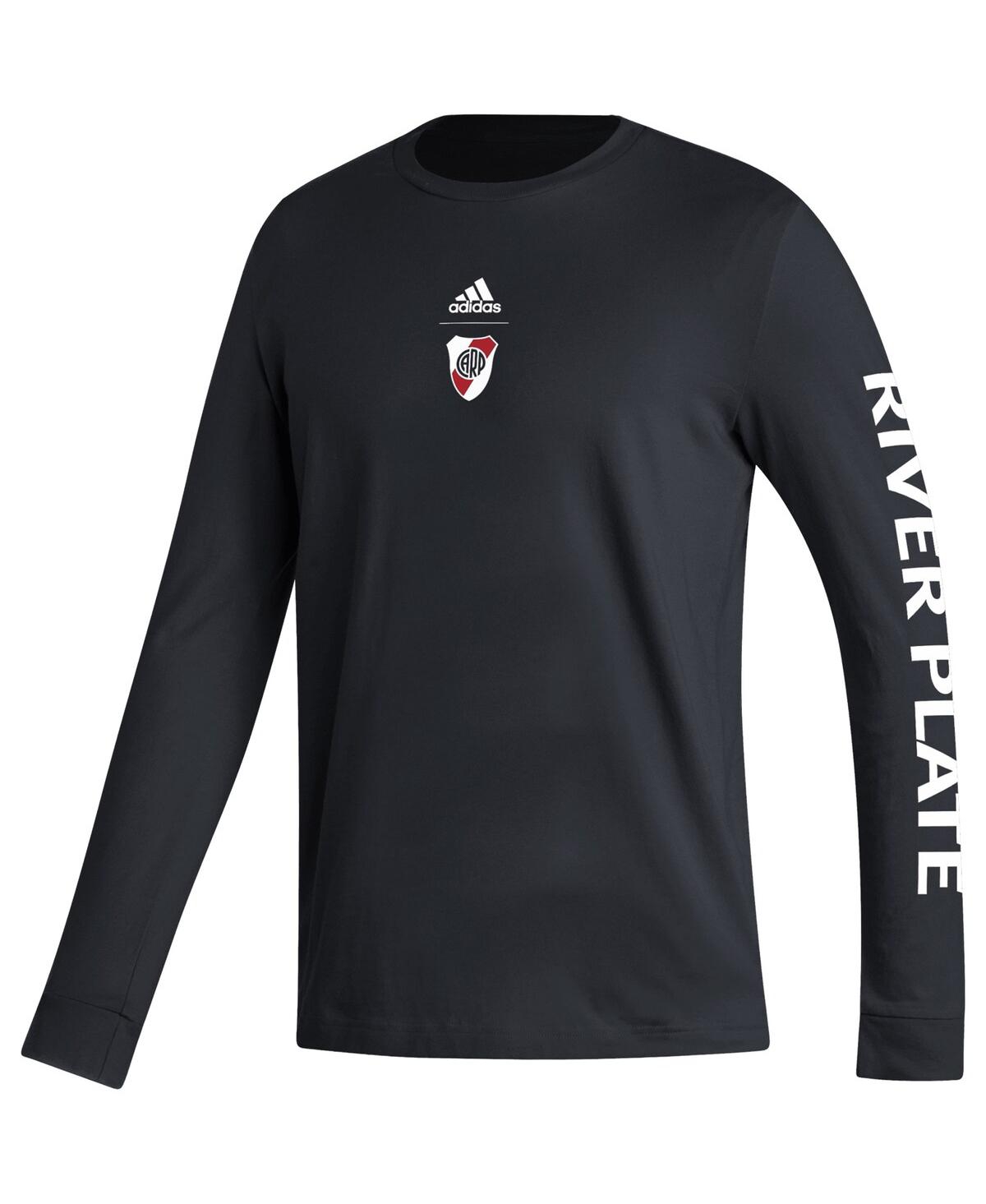 Adidas Men'sClub Atletico River Plate Team Crest Long Sleeve T-Shirt - Black