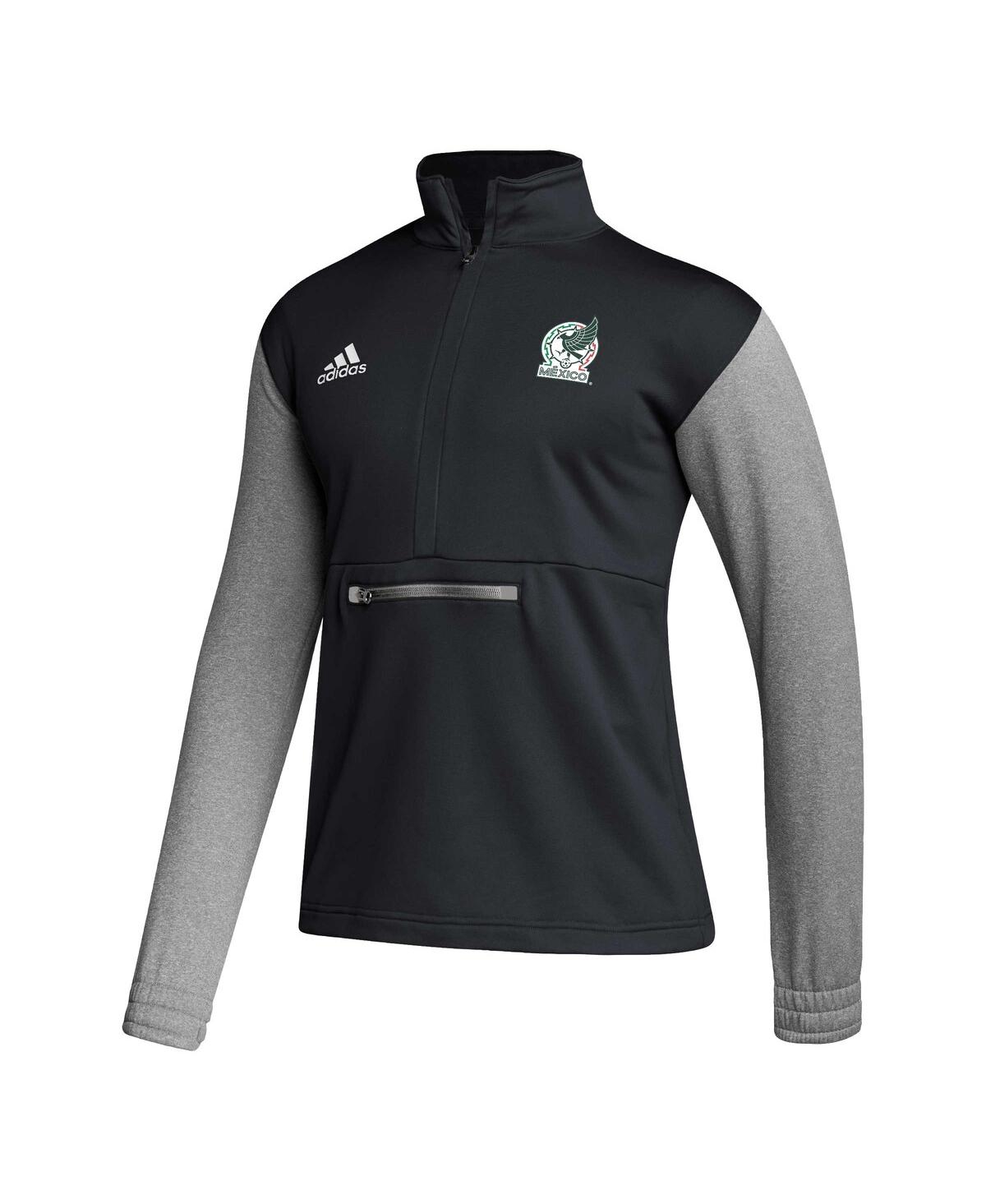 Adidas Men'sMexico National Team Crest Long Sleeve Half-Zip Top - Black, Gray