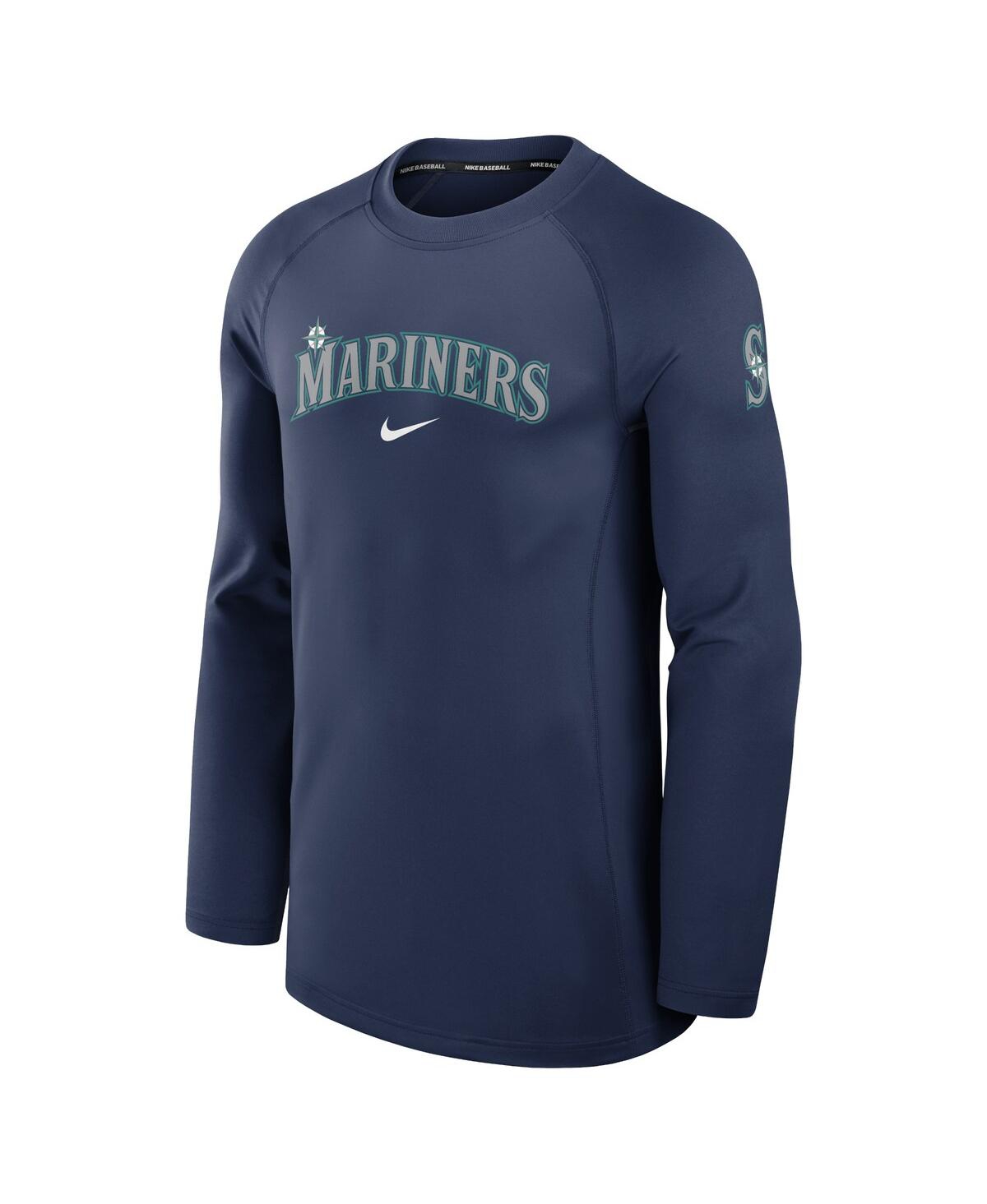 Nike Men'sSeattle Mariners Authentic Collection Game Time Raglan Performance Long Sleeve T-Shirt - Navy