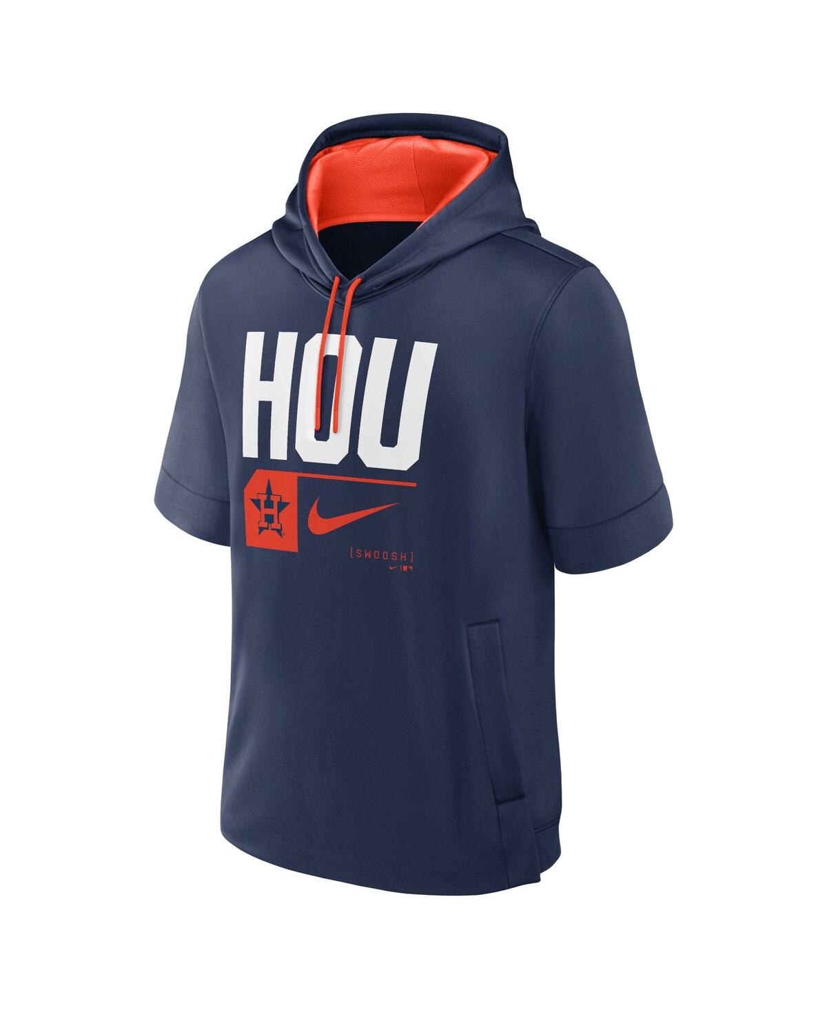 Nike Men'sHouston Astros Tri Code Lockup Short Sleeve Pullover Hoodie - Navy, Orange