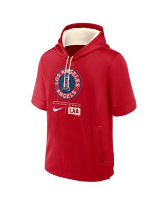 Men's Red Los Angeles Angels City Connect Color Block Short Sleeve Pullover Hoodie