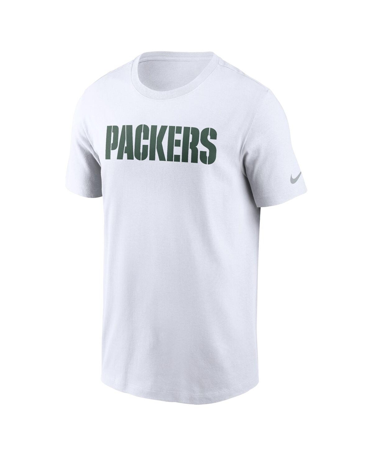 Nike Green Bay Packers Primetime Wordmark Essential  Men's Nfl T-shirt In White
