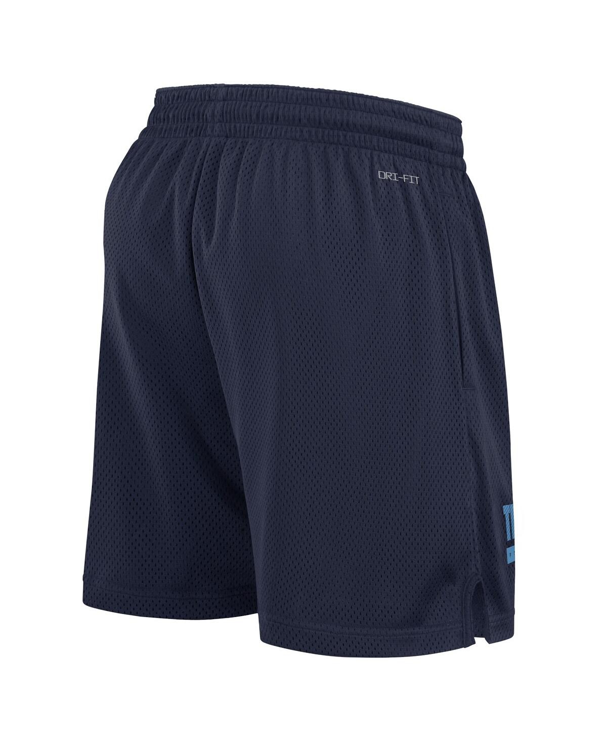 Nike Men's Navy Tennessee Titans 2024 Sideline Performance Mesh Shorts In Navy,orange