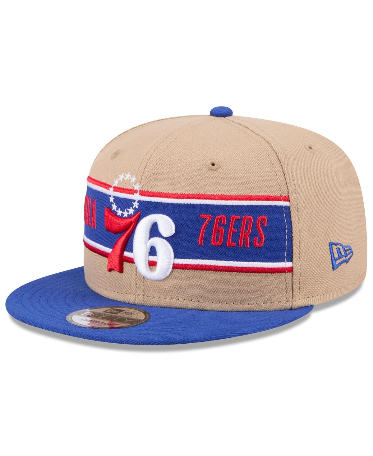 Shop New Era Men's Tan/royal Philadelphia 76ers 2024 Nba Draft 9fifty Snapback Hat In Tan,royal