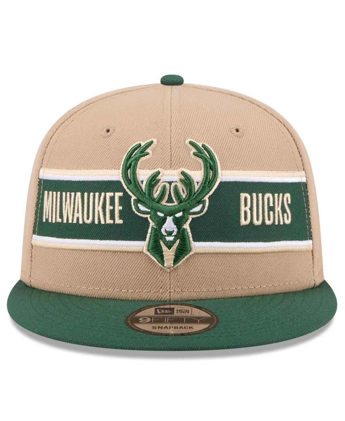 New Era Men'sHunter Green Milwaukee Bucks 2024 Nba Draft 9FIFTY Snapback Hat - Tan, Hunter Green