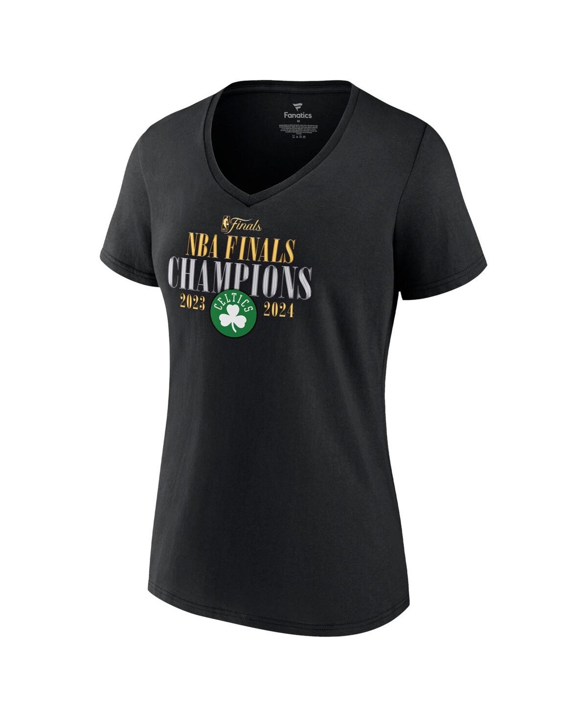 Fanatics Women'sBoston Celtics 2024 Nba Finals Champions Fade Away Jumper Roster Signature V-Neck T-Shirt - Black