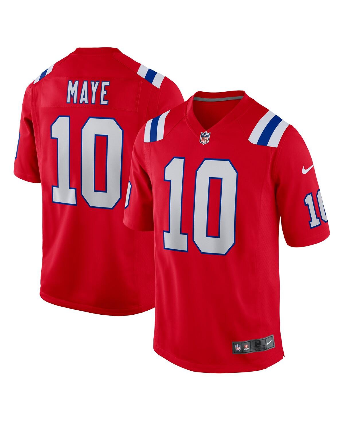 Men's Drake Maye White New England Patriots 2024 Nfl Draft First Round Pick Player Game Jersey - Red