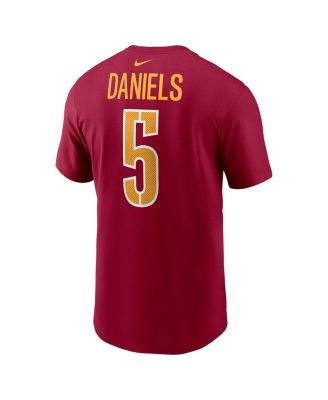 Men's Jayden Daniels Burgundy Washington Commanders 2024 NFL Draft First Round Pick Name Number T-Shirt