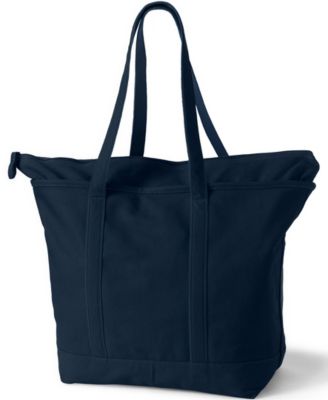 Extra Large Solid Color 5 Pocket Zip Top Long Handle Canvas Tote Bag