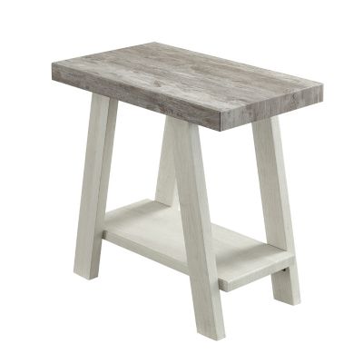 Two-Tone Wood Shelf Side Table in Weathered