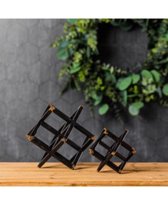 Set of 2 Modern Metal Star Sculptures for Contemporary Home Decor