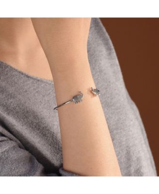 Minimalist Thin Delicate ZOO Animal Lucky Good Luck Elephant Bangle Cuff Bracelet Sterling Silver