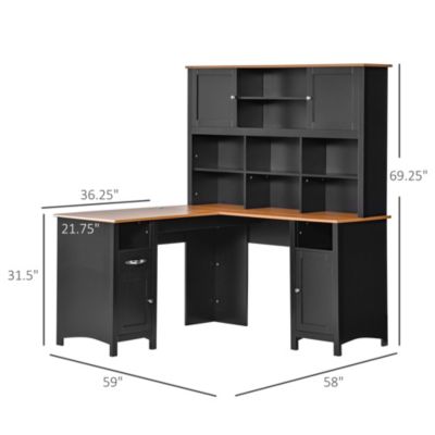 Minimalist L-Shaped Desk w/ Large Tabletop and Ample Storage Spaces