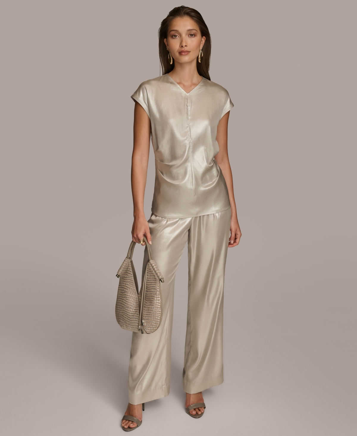 Donna Karan Women's Metallic Cap-Sleeve Blouse