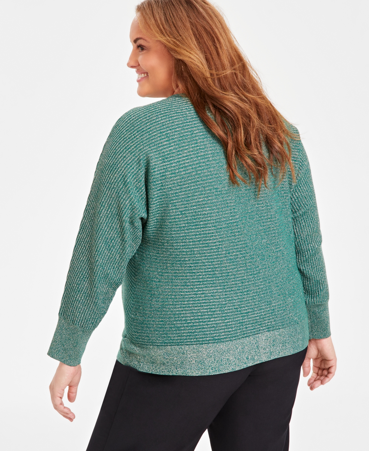 Jm Collection Plus Size Metallic Wrap Seater, Created For Macy's In Pure Emerald