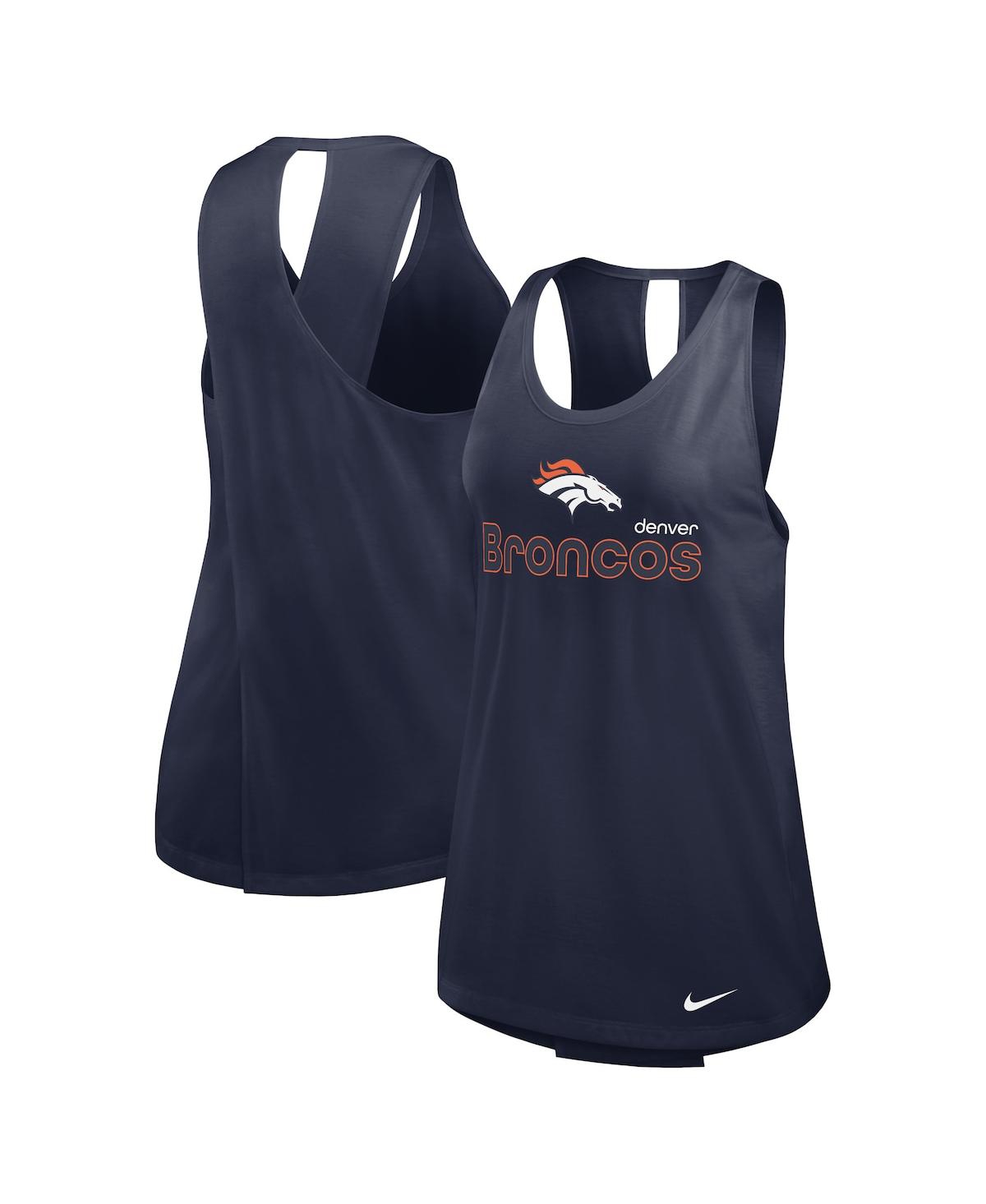 Nike Women's Navy Denver Broncos Performance Tank Top In Navy