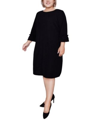 Plus Size 3/4 Length Sleeve Textured Knit Dress
