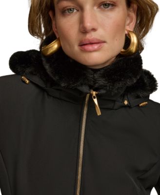 Women's Faux-Fur-Collar Short Puffer Coat