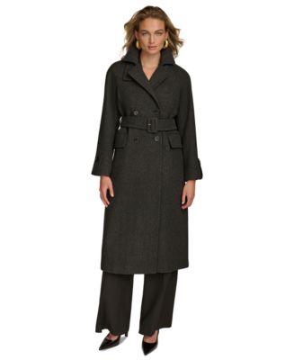Donna Karan New York Women's Double-Breasted Belted Wrap Coat - Macy's