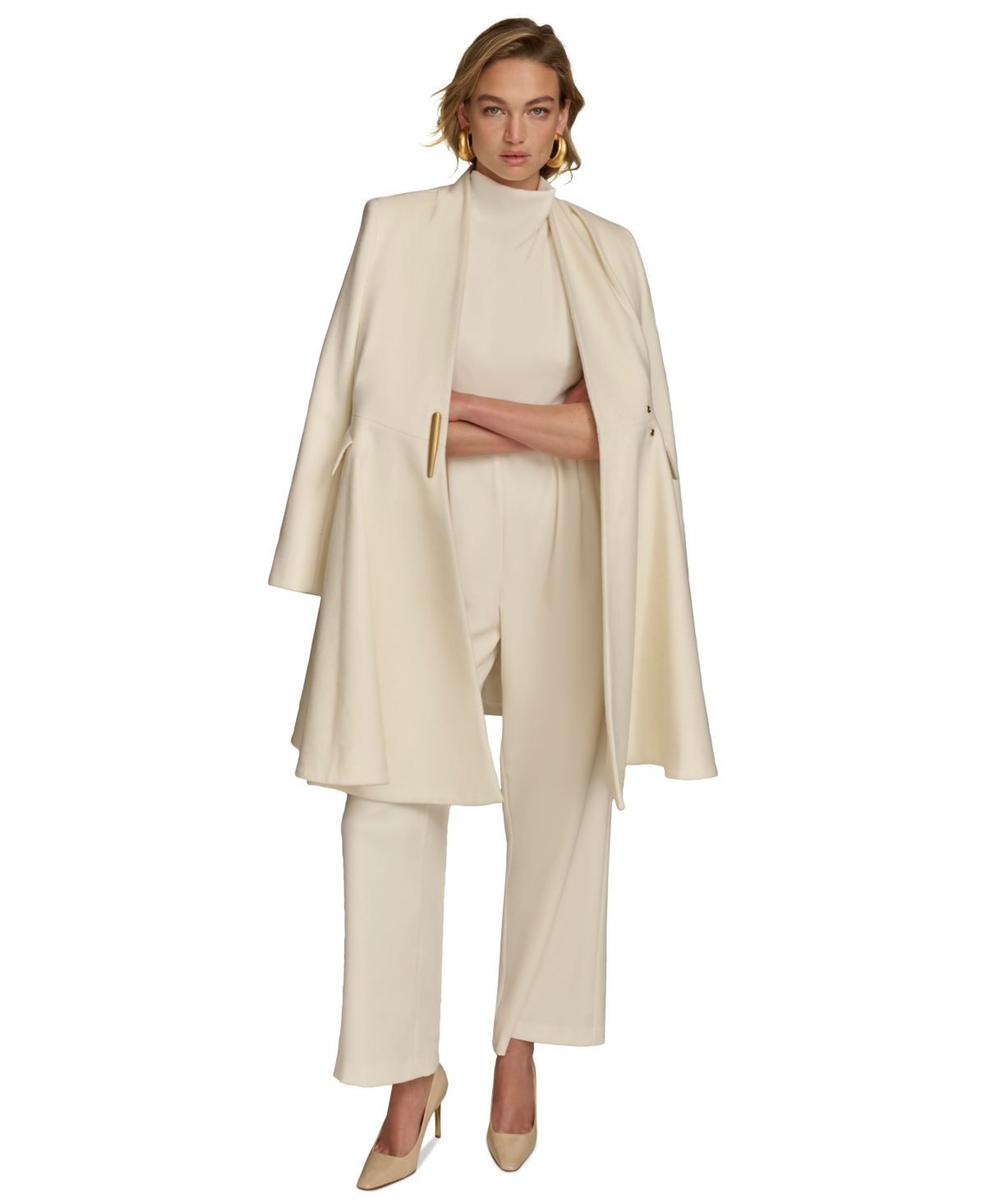 Donna Karan New York Women's Pleated Single-Breasted Coat