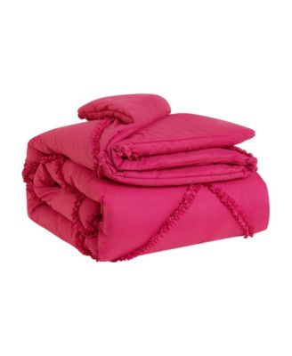 Diamond Ruffle 3 Piece Reversible Comforter Set, Full/Queen